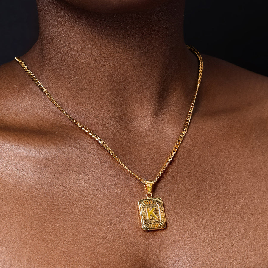18k Gold Initials Pendant Necklace