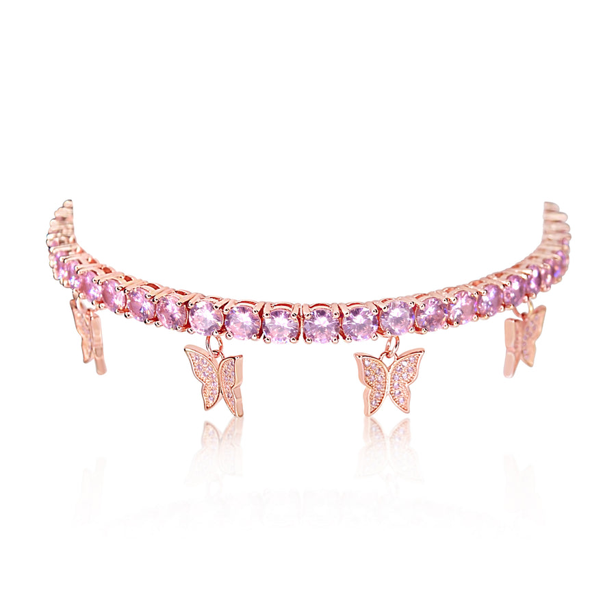 5MM Pink Butterfly Drip Anklet
