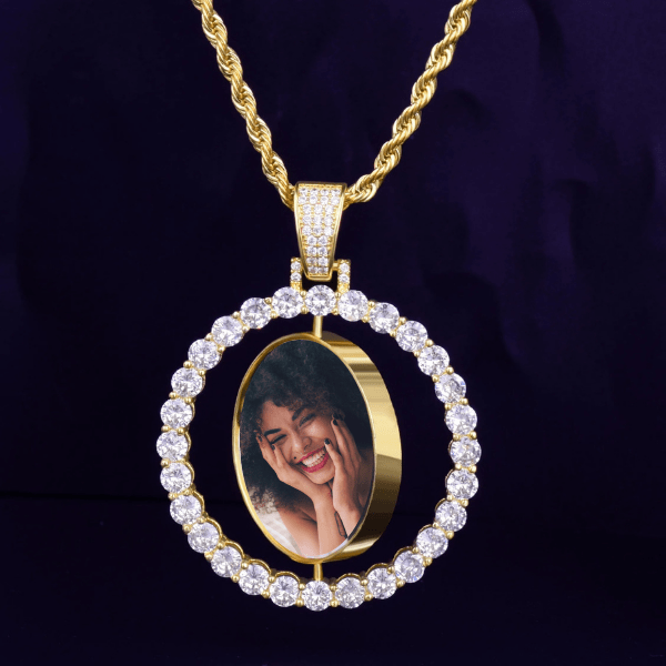 Spinning Iced Out Photo Necklace