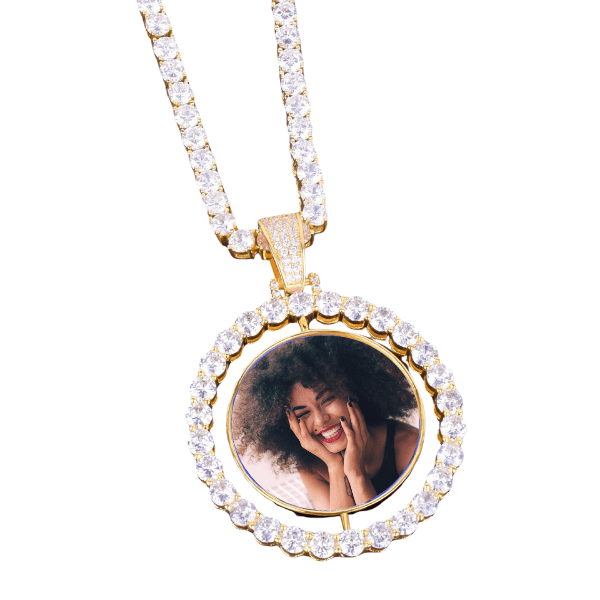 Spinning Iced Out Photo Necklace