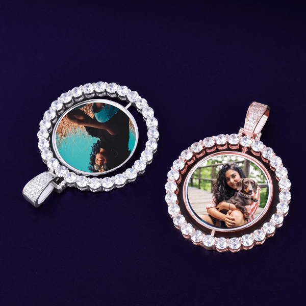 Spinning Iced Out Photo Necklace