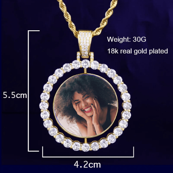 Spinning Iced Out Photo Necklace