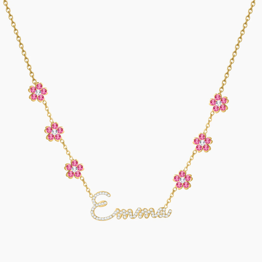 Dainty Flower Diamond Custom Nameplate