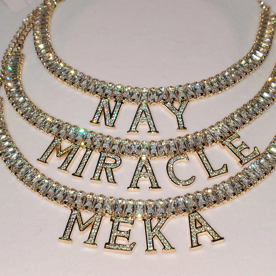 Emerald Cut Custom Name Necklace