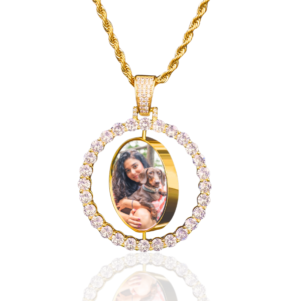 Spinning Iced Out Photo Necklace