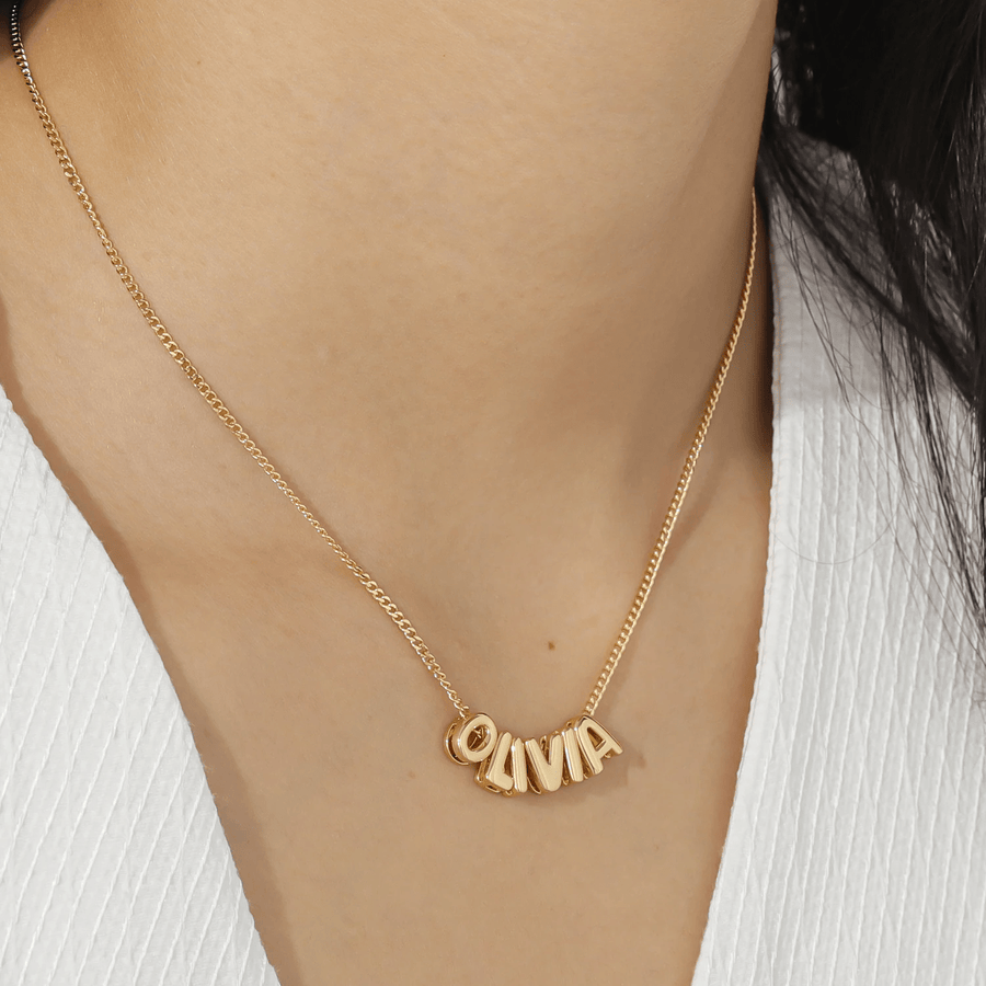 Custom Bubble Letter Name Necklace