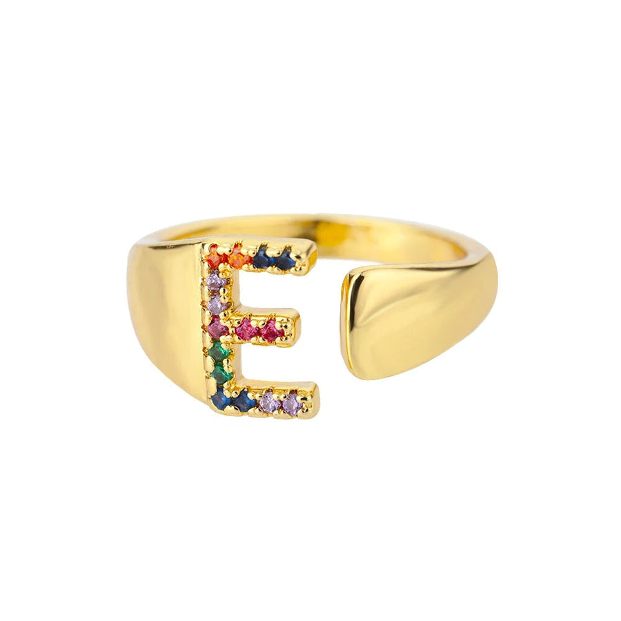 Adjustable Rainbow Initial Rings