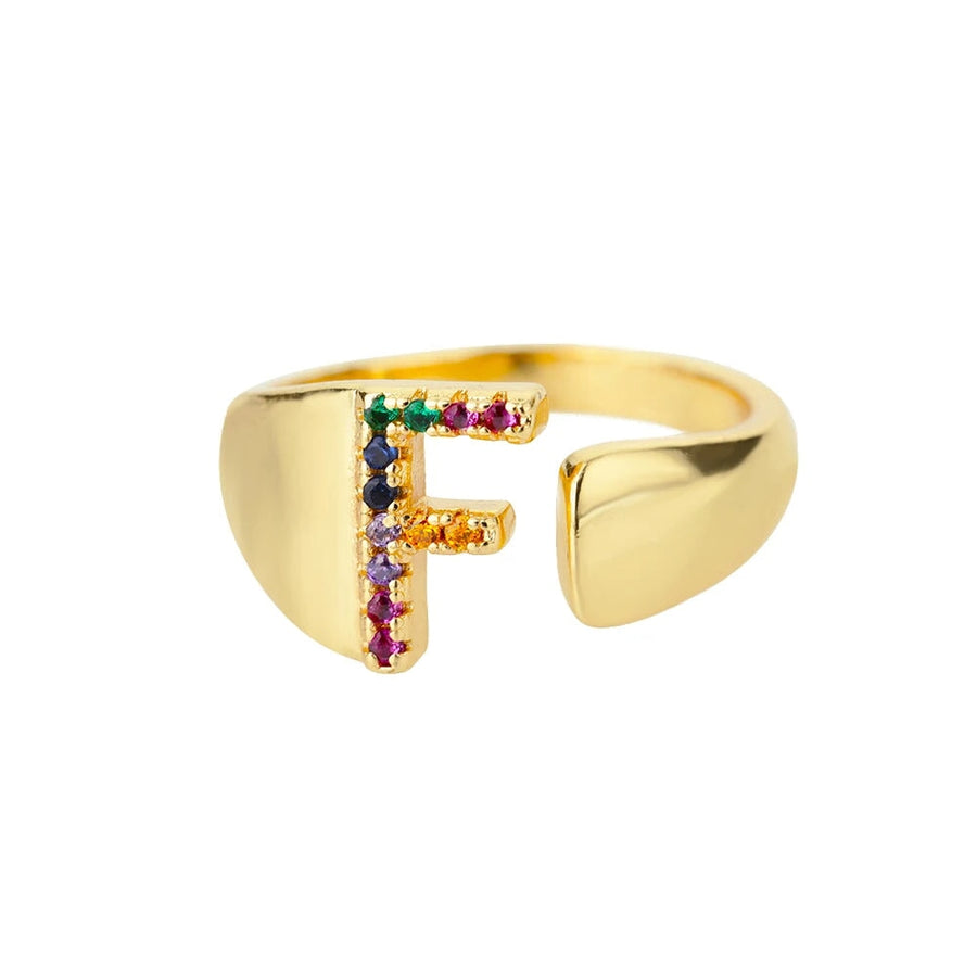 Adjustable Rainbow Initial Rings