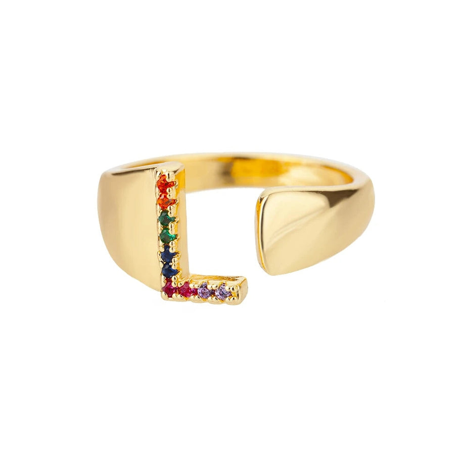 Adjustable Rainbow Initial Rings