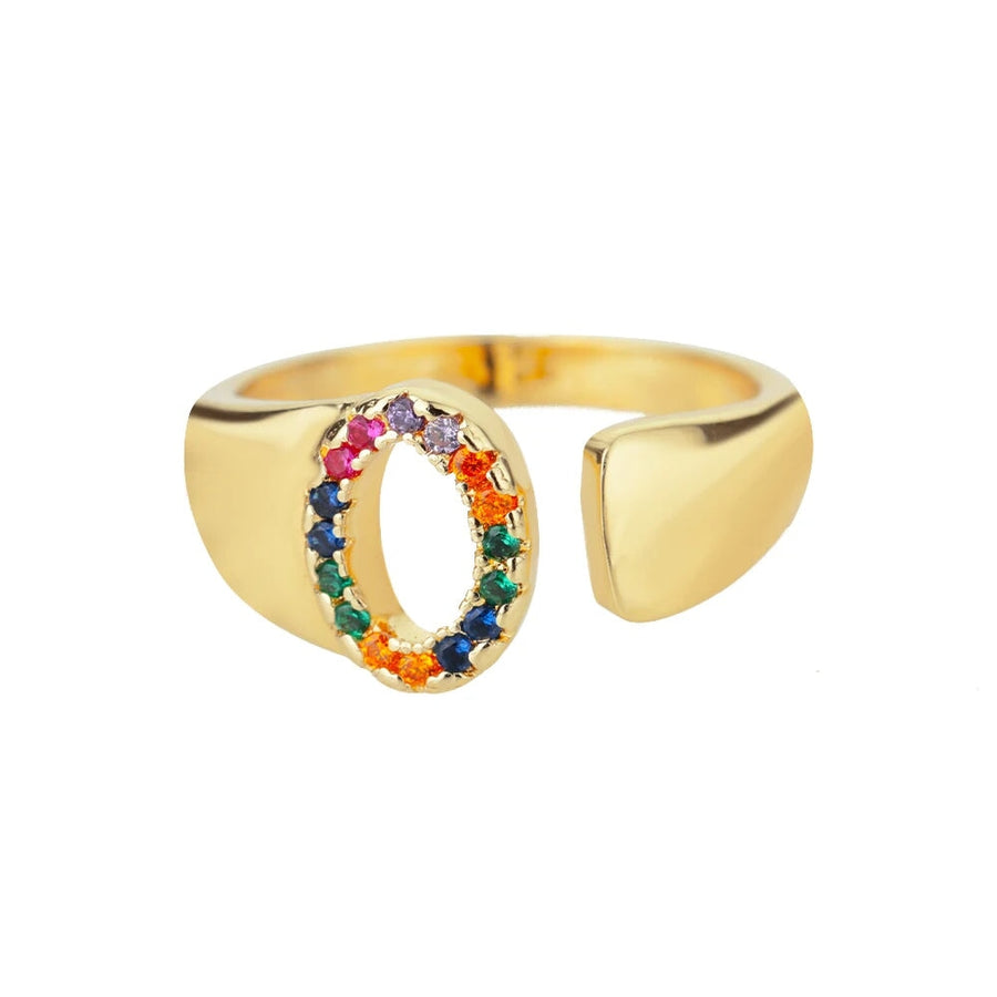 Adjustable Rainbow Initial Rings