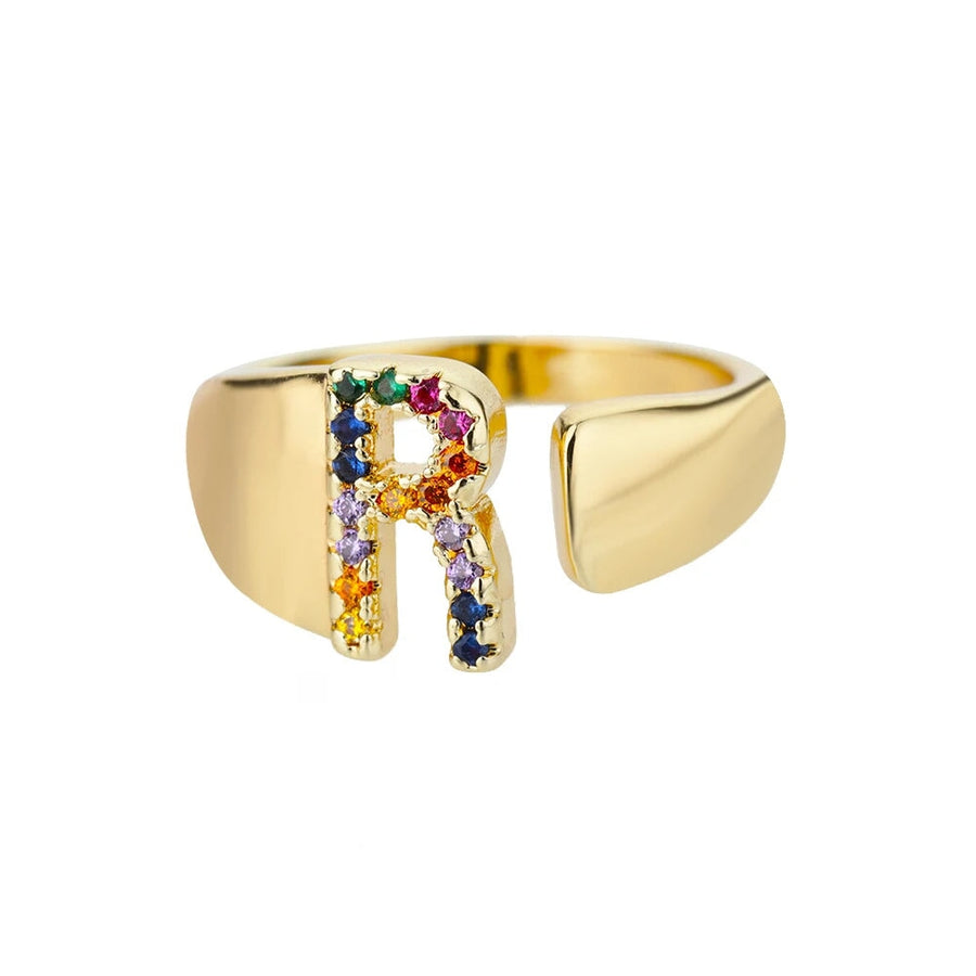 Adjustable Rainbow Initial Rings