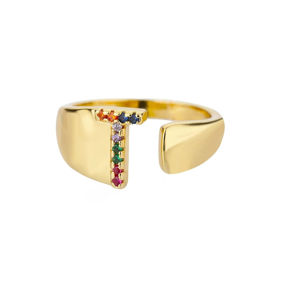 Adjustable Rainbow Initial Rings