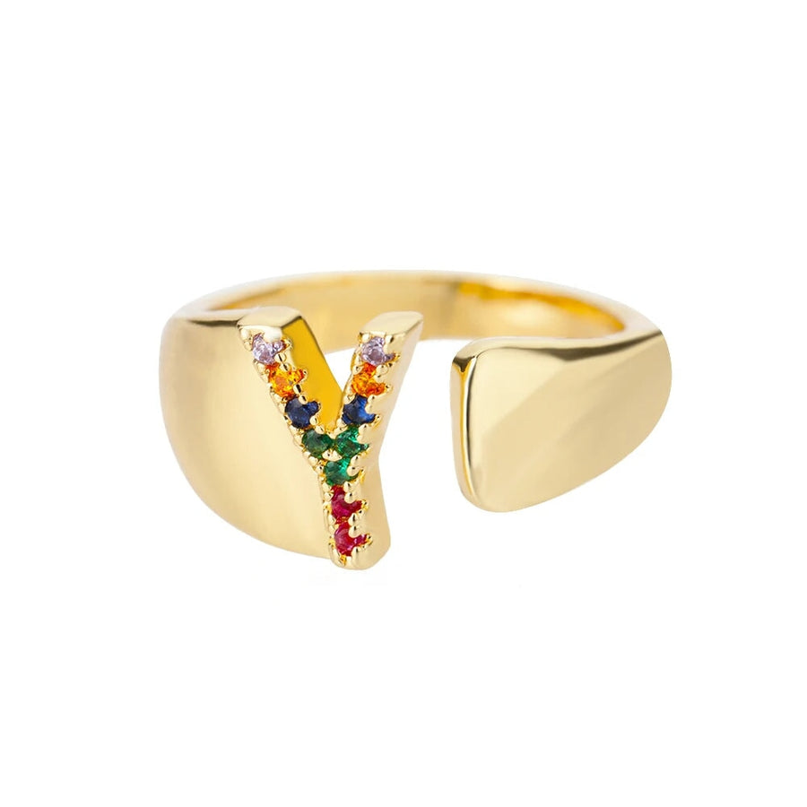 Adjustable Rainbow Initial Rings