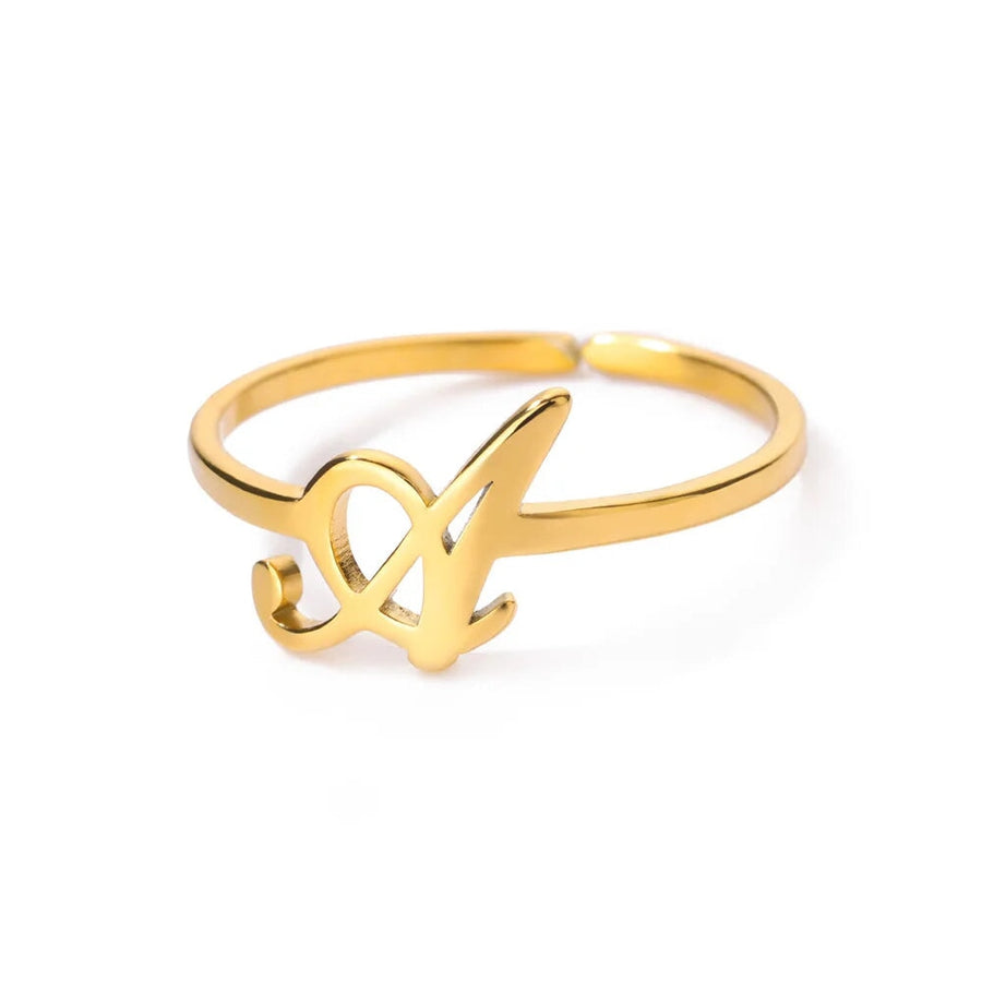 Adjustable Cursive Initial Ring