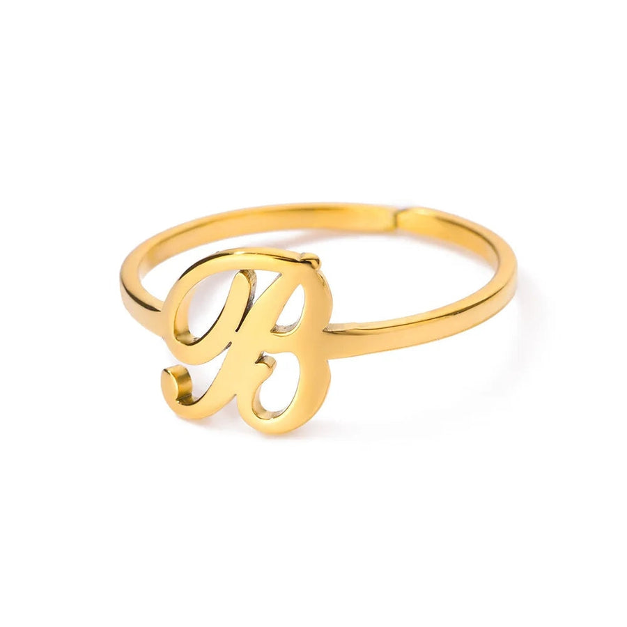 Adjustable Cursive Initial Ring