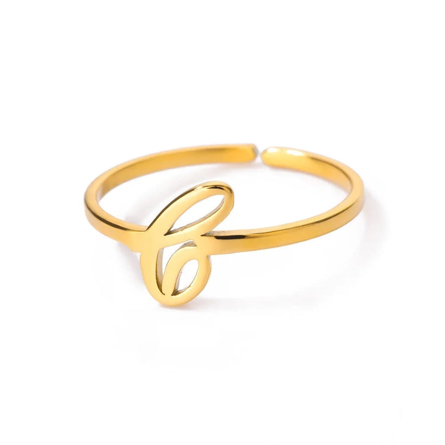 Adjustable Cursive Initial Ring