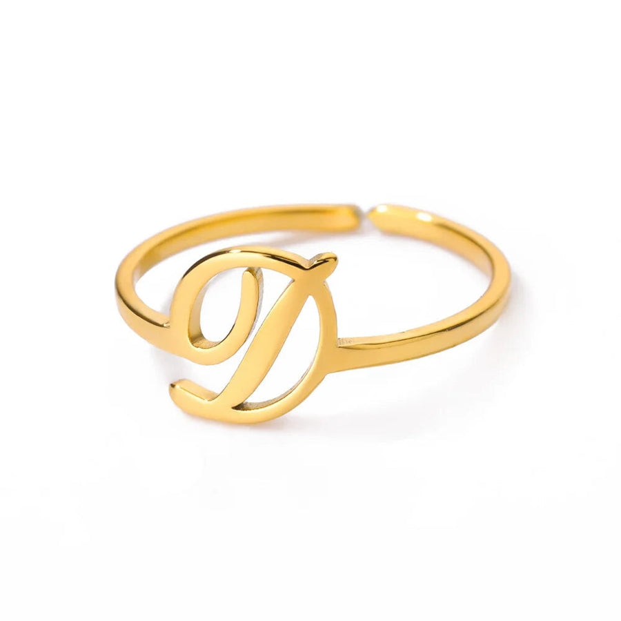 Adjustable Cursive Initial Ring