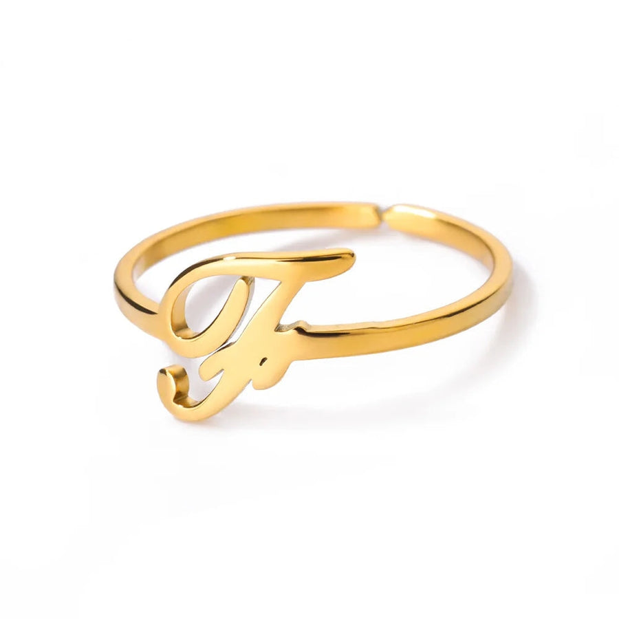 Adjustable Cursive Initial Ring