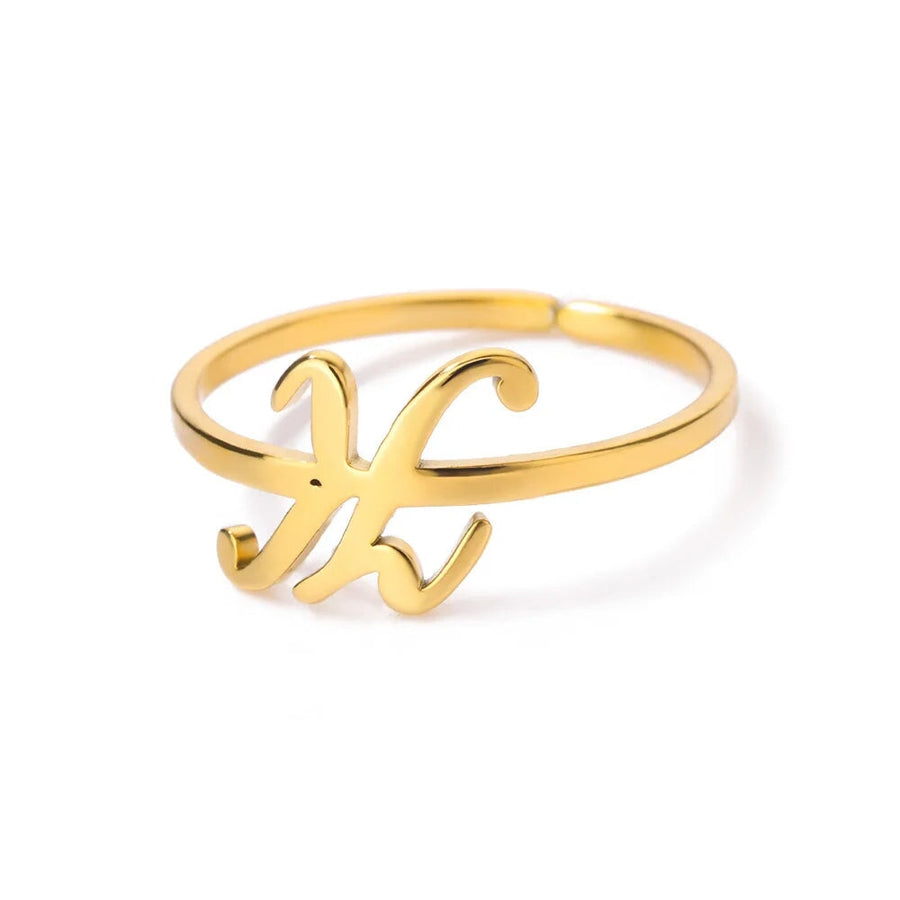 Adjustable Cursive Initial Ring