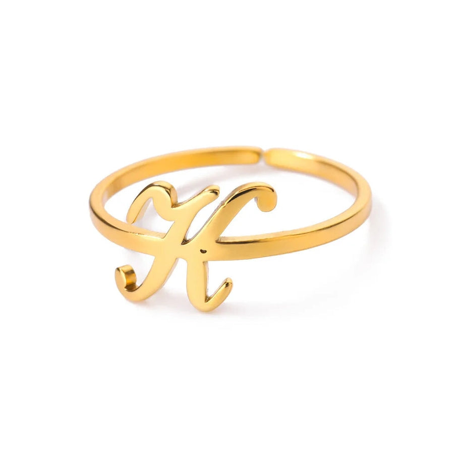 Adjustable Cursive Initial Ring