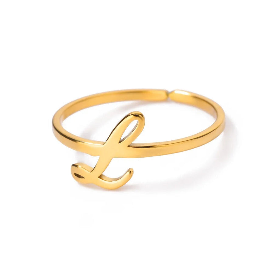 Adjustable Cursive Initial Ring