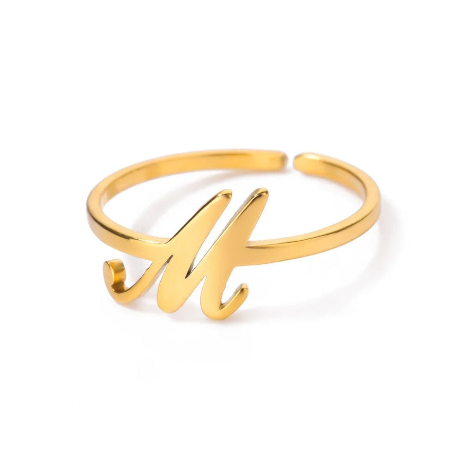 Adjustable Cursive Initial Ring