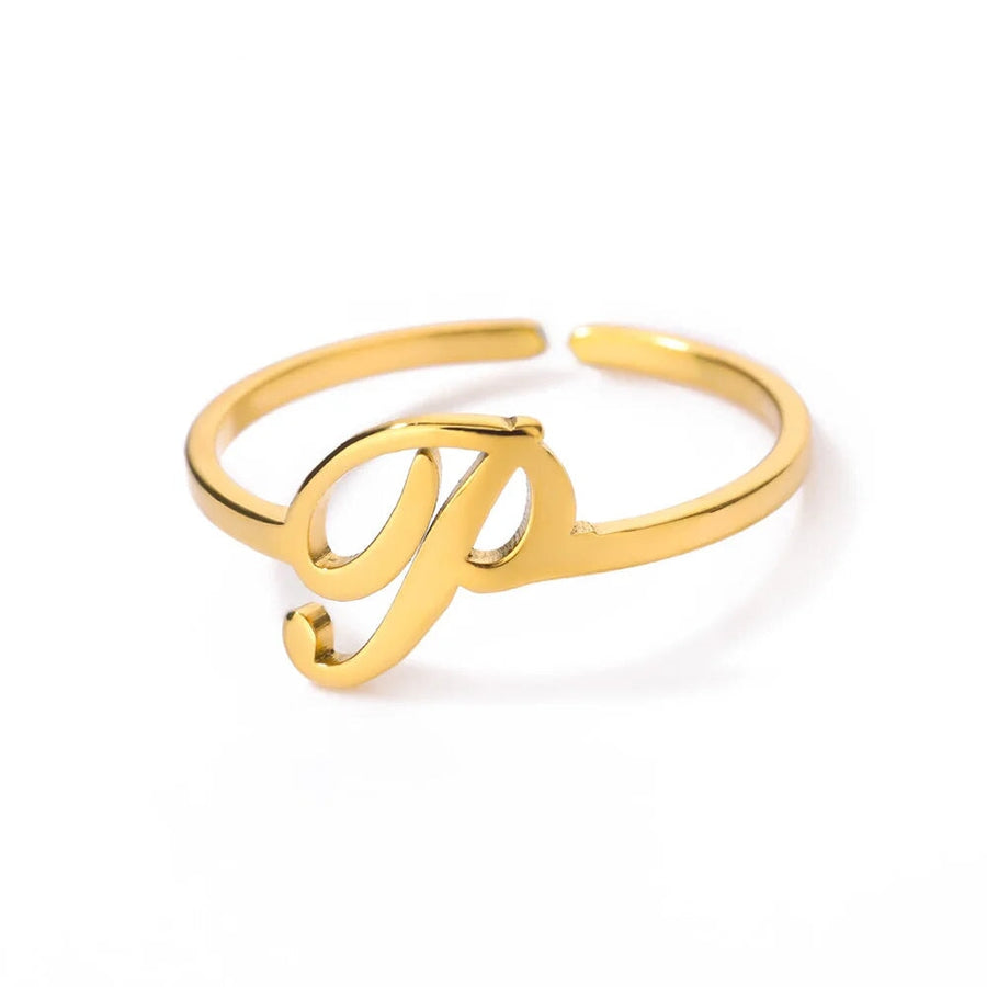 Adjustable Cursive Initial Ring