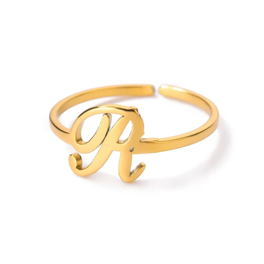 Adjustable Cursive Initial Ring