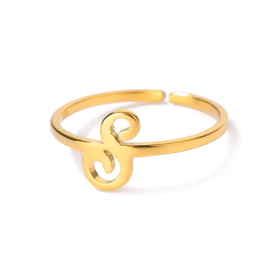 Adjustable Cursive Initial Ring