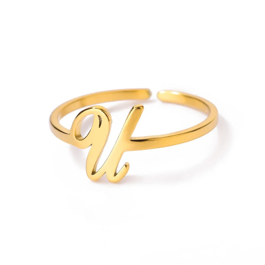 Adjustable Cursive Initial Ring