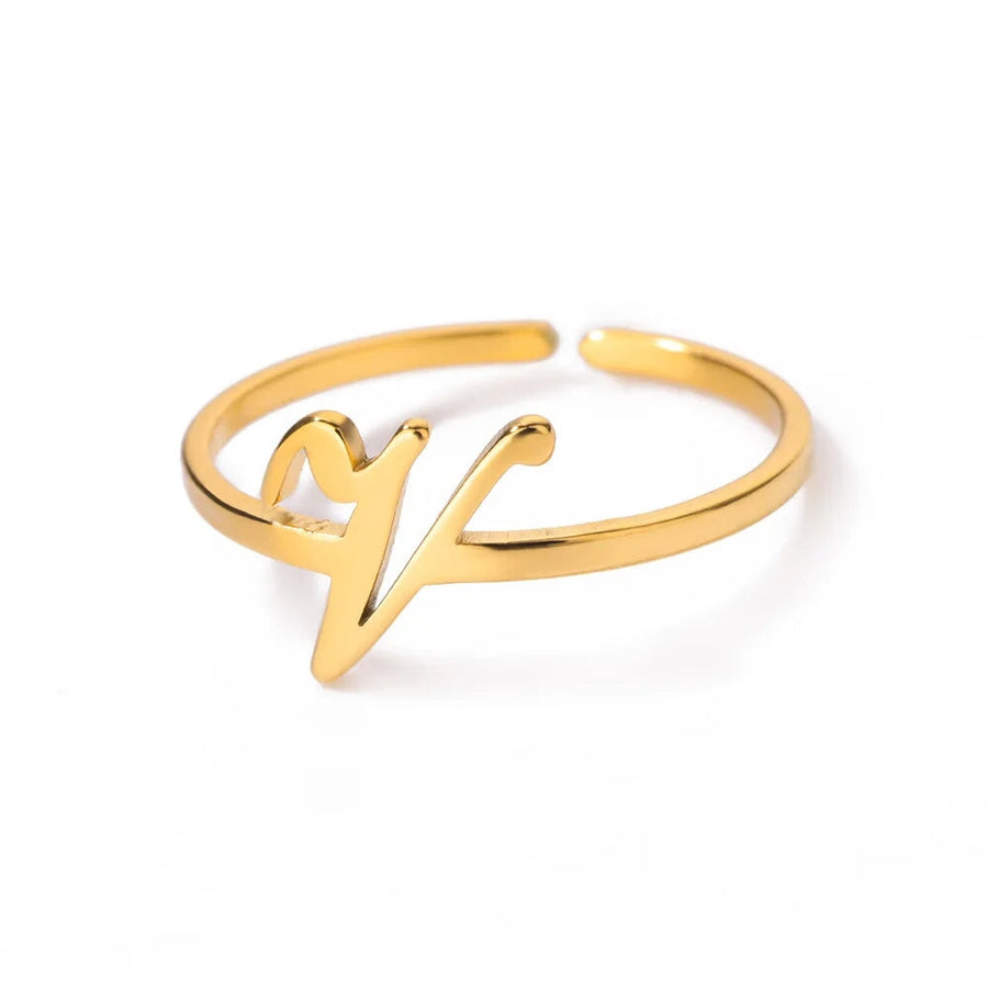 Adjustable Cursive Initial Ring