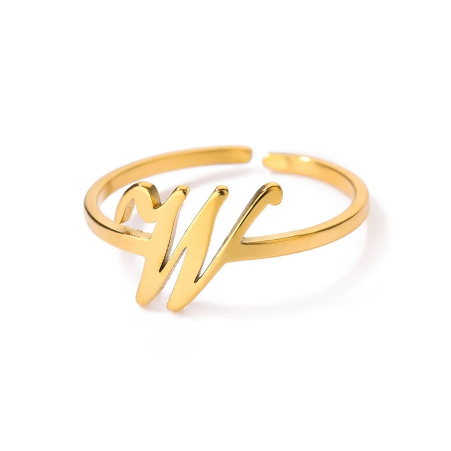 Adjustable Cursive Initial Ring