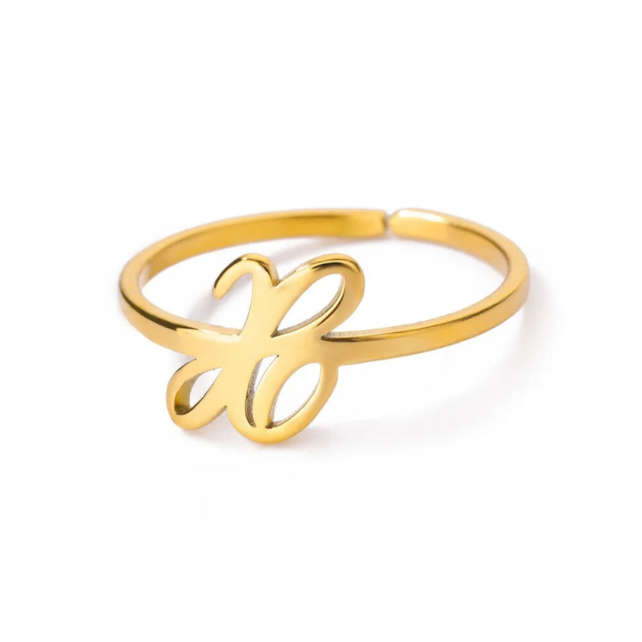 Adjustable Cursive Initial Ring