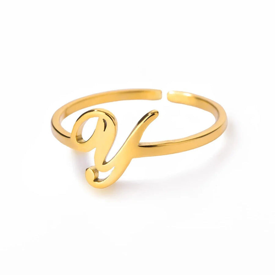 Adjustable Cursive Initial Ring