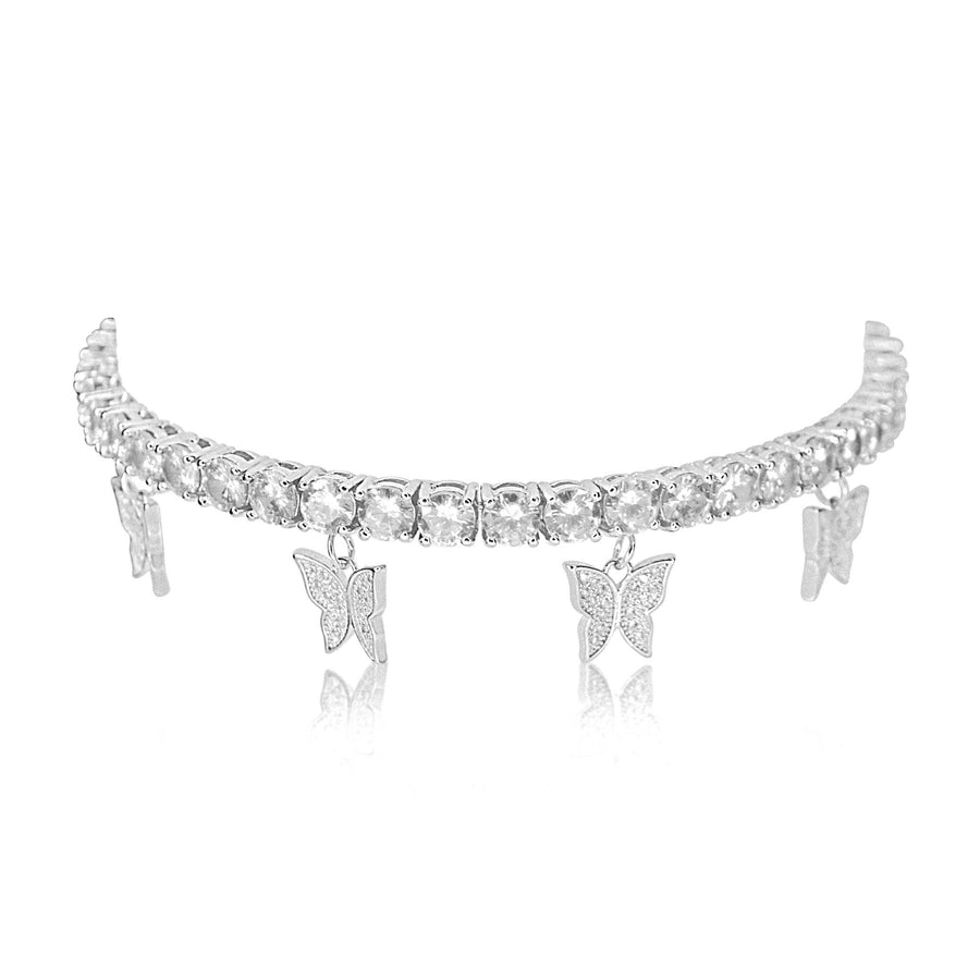 5 MM Silver Butterfly Drip Anklet