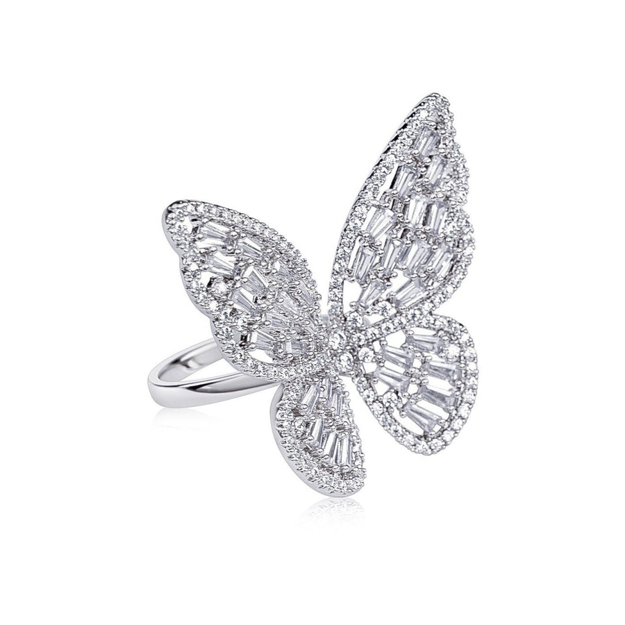 Silver Adjustable Butterfly Ring
