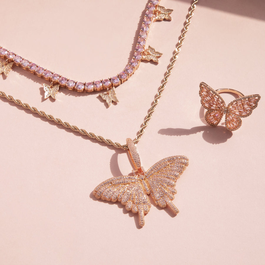 5MM Pink Butterfly Drip Anklet
